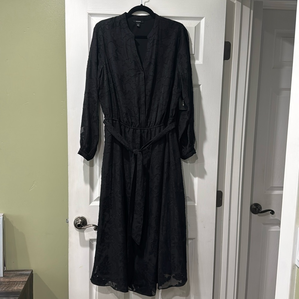 Alfani Black Midi Dress with Waist Tie